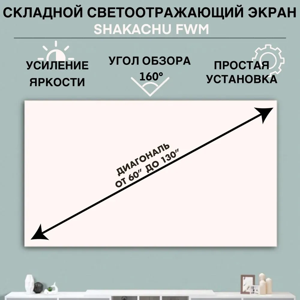 Складной светоотражающий экран SHAKACHU FWM: диагональ, угол обзора, простая установка